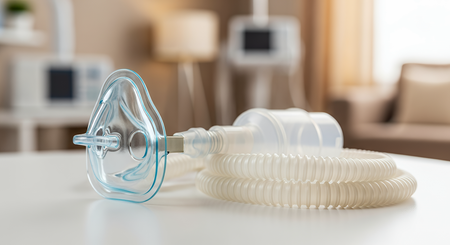 Breathing mask and tubing for electrically powered medical equipment